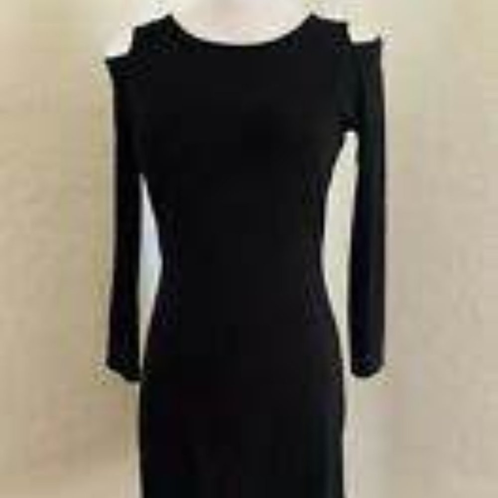 VENUS Black Cold Shoulder Bodycon Dress Women’s Size S - Picture 2 of 14